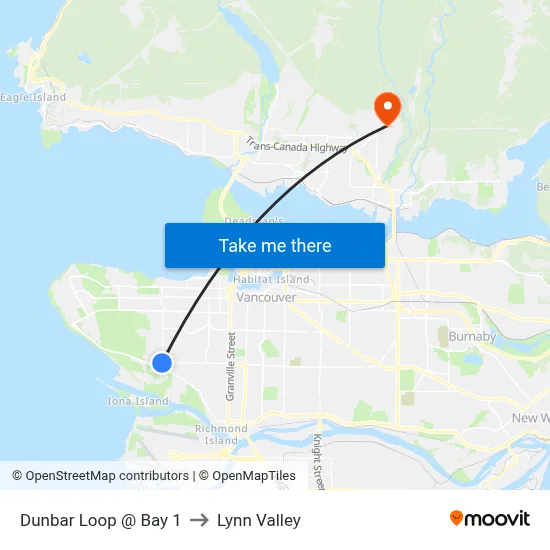 Dunbar Loop @ Bay 1 to Lynn Valley map