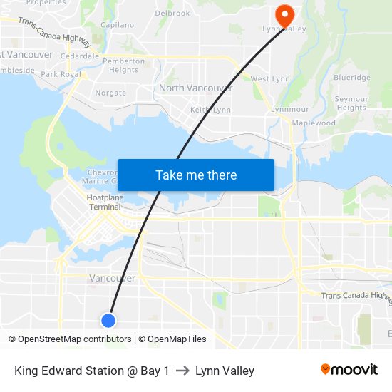 King Edward Station @ Bay 1 to Lynn Valley map