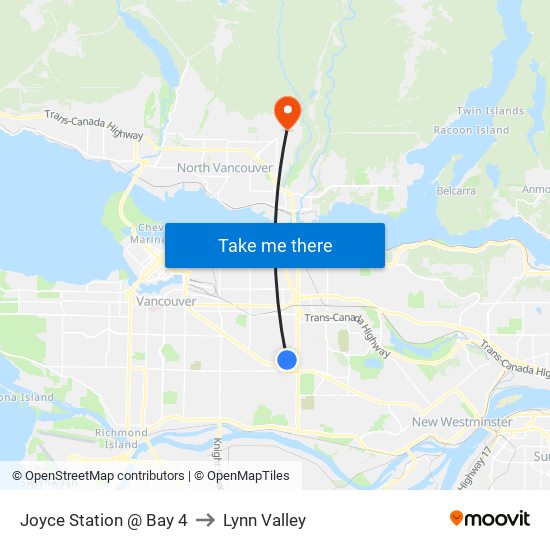 Joyce Station @ Bay 4 to Lynn Valley map