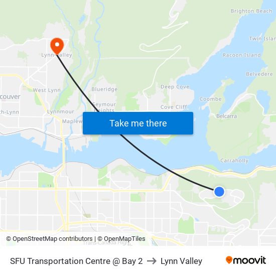 SFU Transportation Centre @ Bay 2 to Lynn Valley map