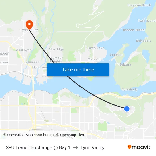SFU Transit Exchange @ Bay 1 to Lynn Valley map