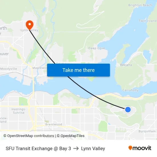 SFU Transit Exchange @ Bay 3 to Lynn Valley map
