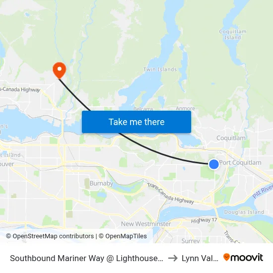 Southbound Mariner Way @ Lighthouse Court to Lynn Valley map