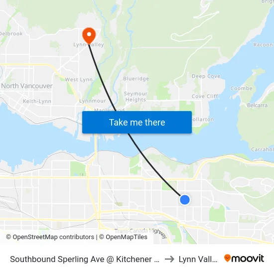 Southbound Sperling Ave @ Kitchener St to Lynn Valley map