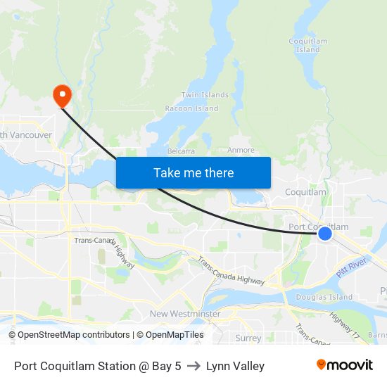 Port Coquitlam Station @ Bay 5 to Lynn Valley map