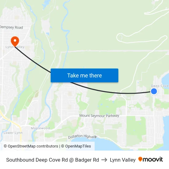 Southbound Deep Cove Rd @ Badger Rd to Lynn Valley map