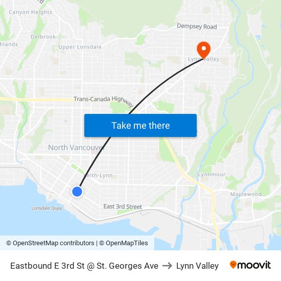 Eastbound E 3rd St @ St. Georges Ave to Lynn Valley map