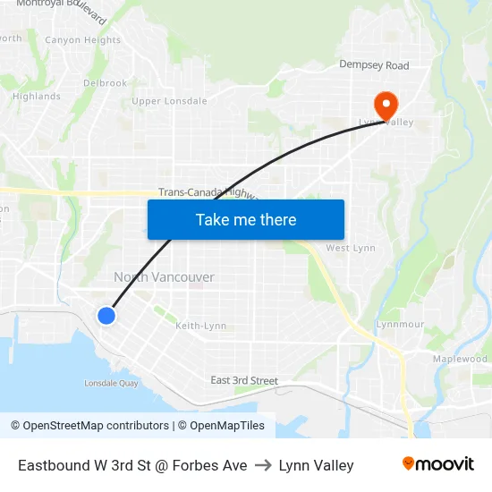 Eastbound W 3rd St @ Forbes Ave to Lynn Valley map