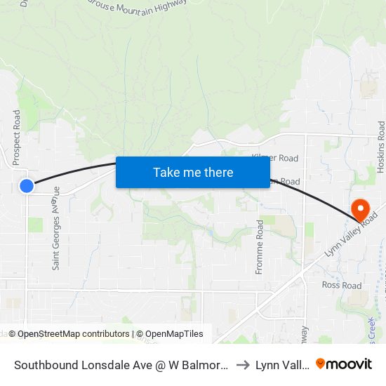 Southbound Lonsdale Ave @ W Balmoral Rd to Lynn Valley map