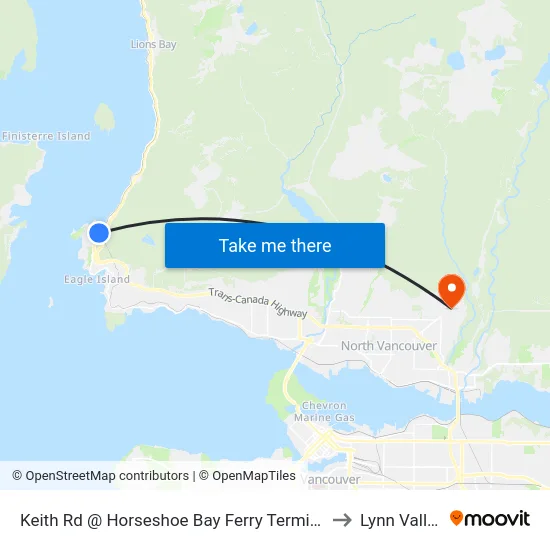 Keith Rd @ Horseshoe Bay Ferry Terminal to Lynn Valley map