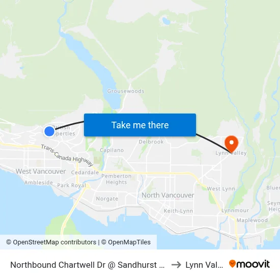 Northbound Chartwell Dr @ Sandhurst Place to Lynn Valley map