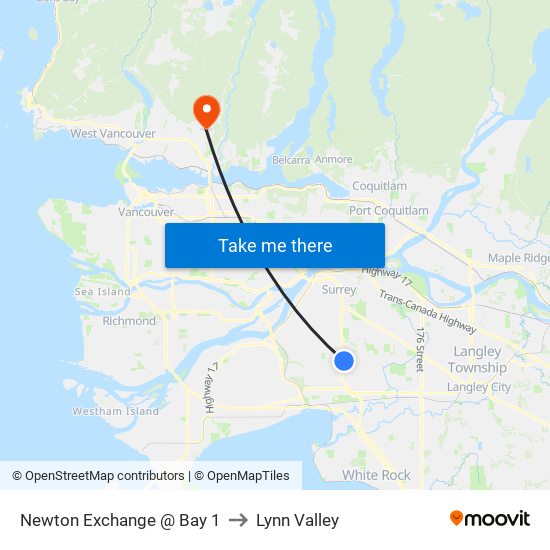 Newton Exchange @ Bay 1 to Lynn Valley map