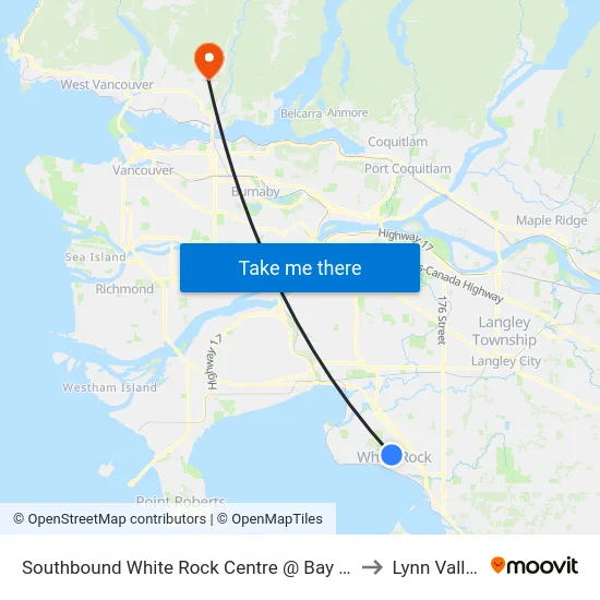 Southbound White Rock Centre @ Bay 11 to Lynn Valley map