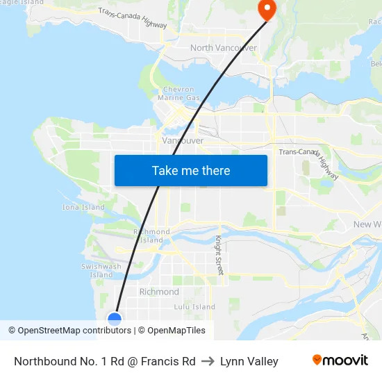Northbound No. 1 Rd @ Francis Rd to Lynn Valley map