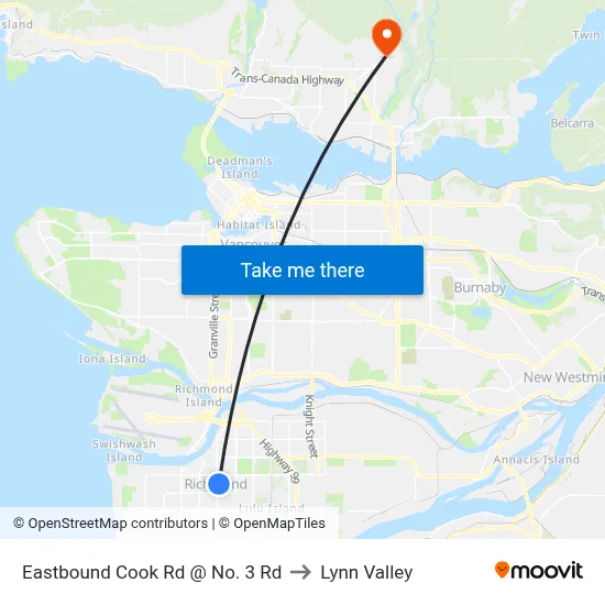 Eastbound Cook Rd @ No. 3 Rd to Lynn Valley map