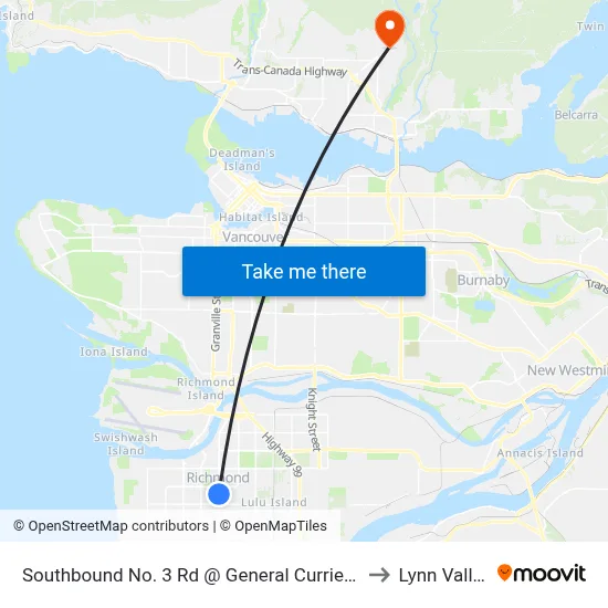 Southbound No. 3 Rd @ General Currie Rd to Lynn Valley map