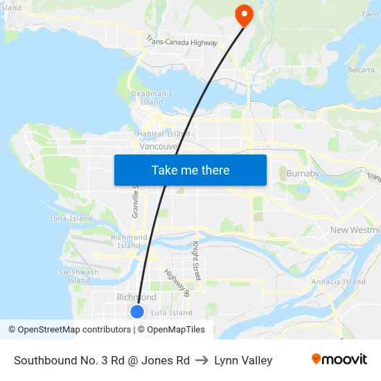 Southbound No. 3 Rd @ Jones Rd to Lynn Valley map