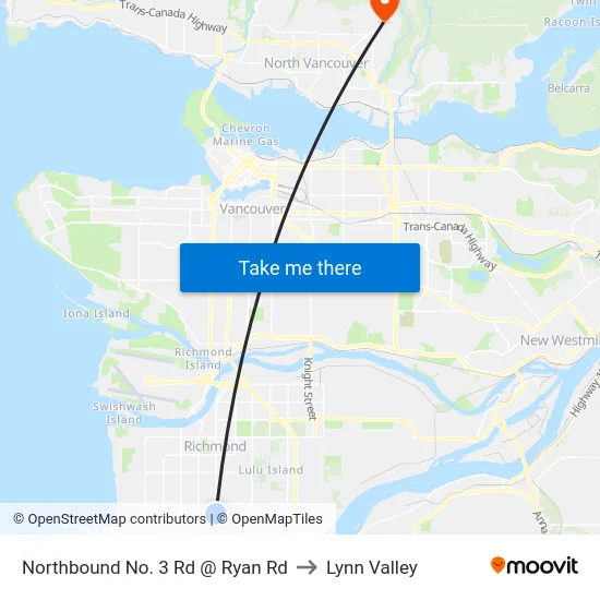 Northbound No. 3 Rd @ Ryan Rd to Lynn Valley map
