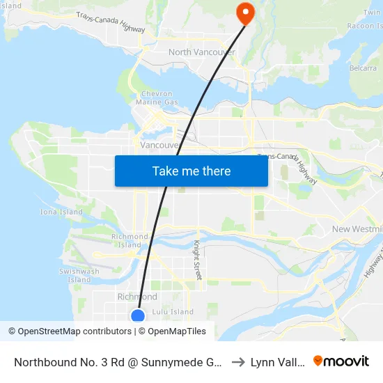 Northbound No. 3 Rd @ Sunnymede Gate to Lynn Valley map