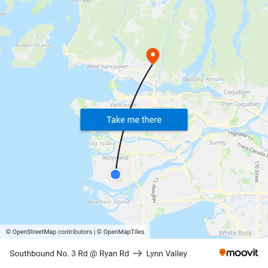 Southbound No. 3 Rd @ Ryan Rd to Lynn Valley map