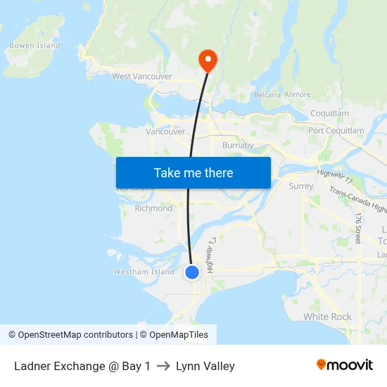 Ladner Exchange @ Bay 1 to Lynn Valley map