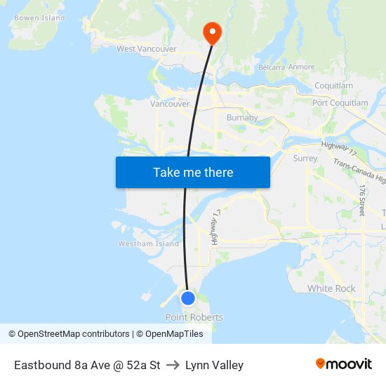 Eastbound 8a Ave @ 52a St to Lynn Valley map