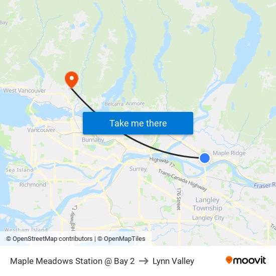 Maple Meadows Station @ Bay 2 to Lynn Valley map