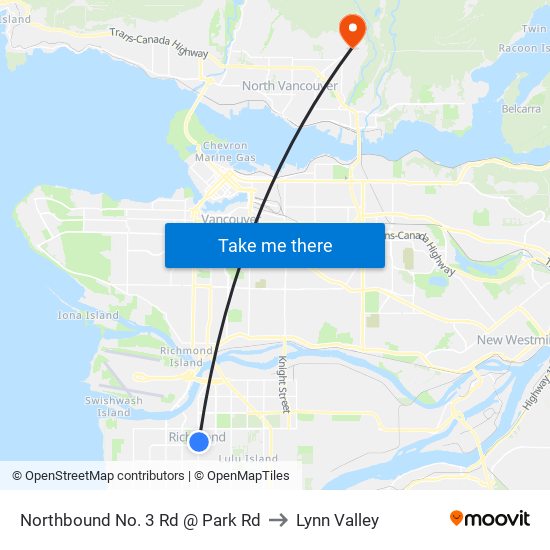 Northbound No. 3 Rd @ Park Rd to Lynn Valley map