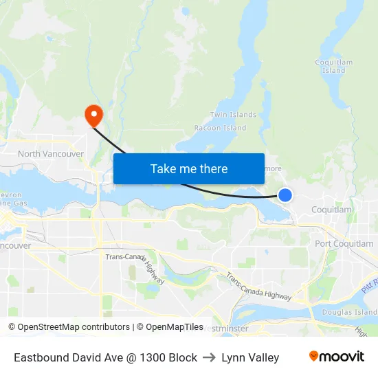 Eastbound David Ave @ 1300 Block to Lynn Valley map