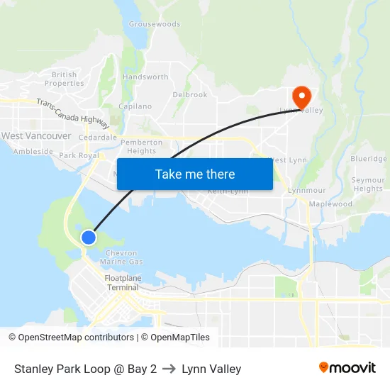 Stanley Park Loop @ Bay 2 to Lynn Valley map