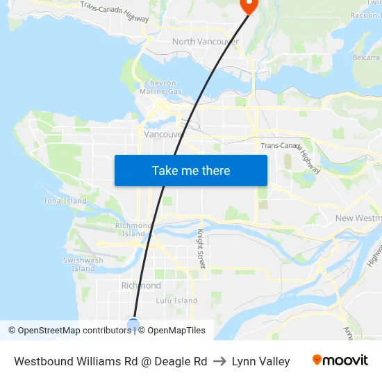 Westbound Williams Rd @ Deagle Rd to Lynn Valley map