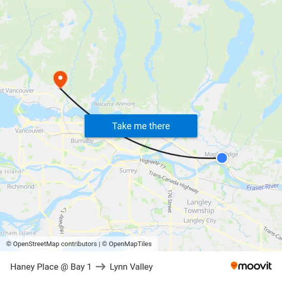 Haney Place @ Bay 1 to Lynn Valley map