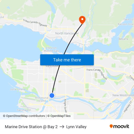 Marine Drive Station @ Bay 2 to Lynn Valley map