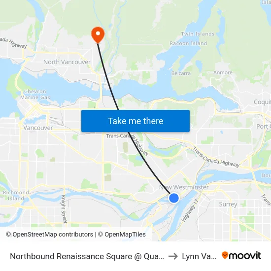 Northbound Renaissance Square @ Quayside Dr to Lynn Valley map