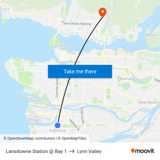 Lansdowne Station @ Bay 1 to Lynn Valley map
