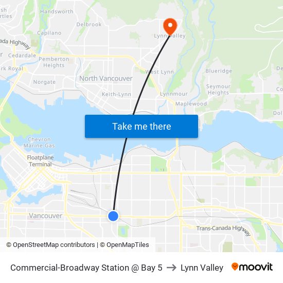 Commercial-Broadway Station @ Bay 5 to Lynn Valley map