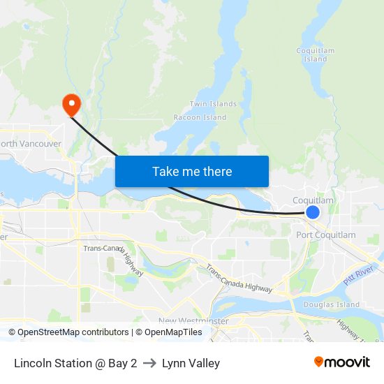 Lincoln Station @ Bay 2 to Lynn Valley map