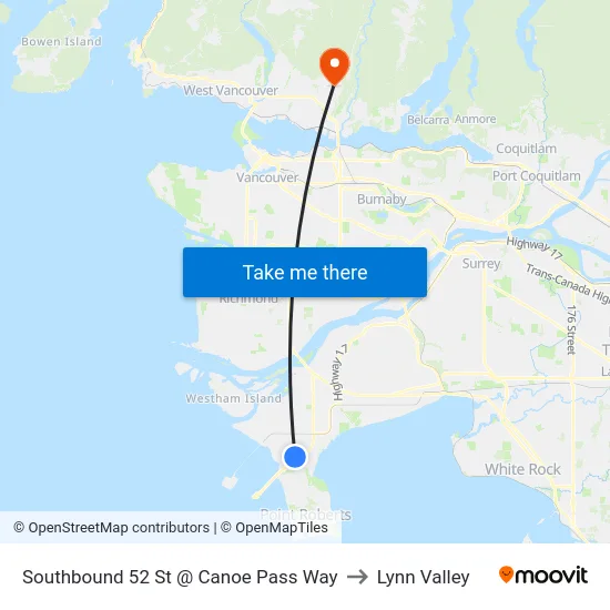 Southbound 52 St @ Canoe Pass Way to Lynn Valley map