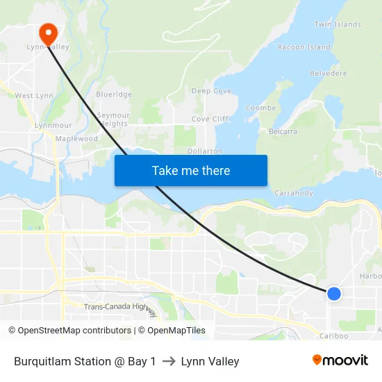 Burquitlam Station @ Bay 1 to Lynn Valley map