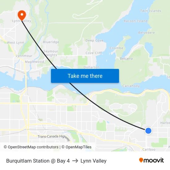 Burquitlam Station @ Bay 4 to Lynn Valley map
