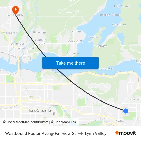 Westbound Foster Ave @ Fairview St to Lynn Valley map