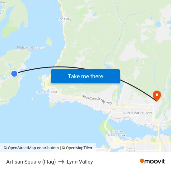 Artisan Square (Flag) to Lynn Valley map