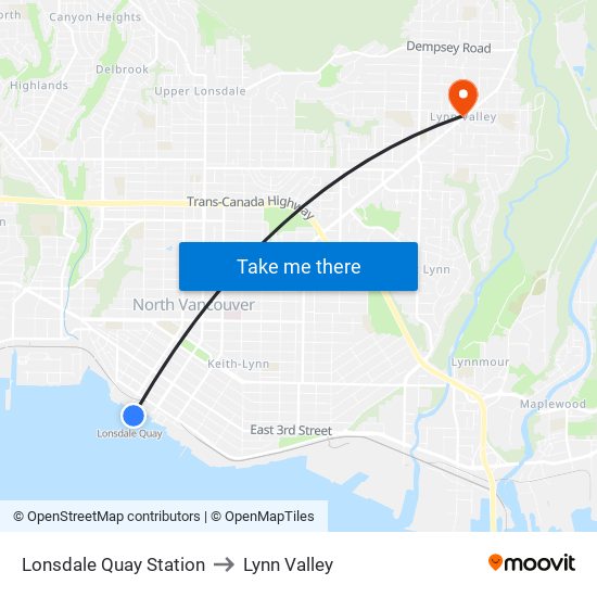 Lonsdale Quay Station to Lynn Valley map