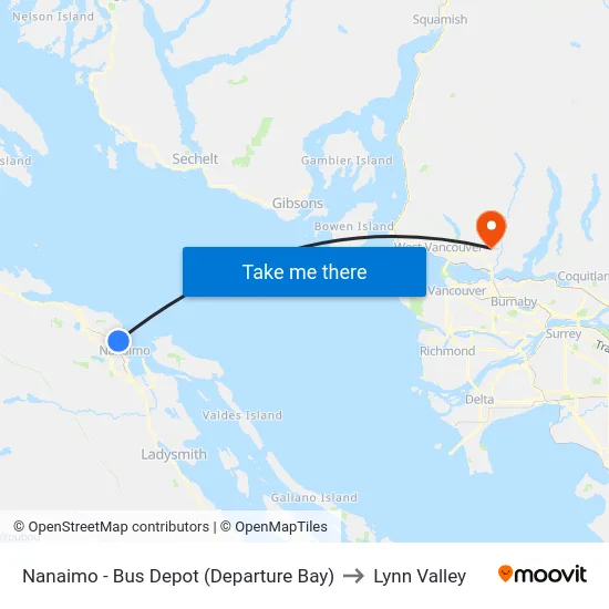 Nanaimo - Bus Depot (Departure Bay) to Lynn Valley map