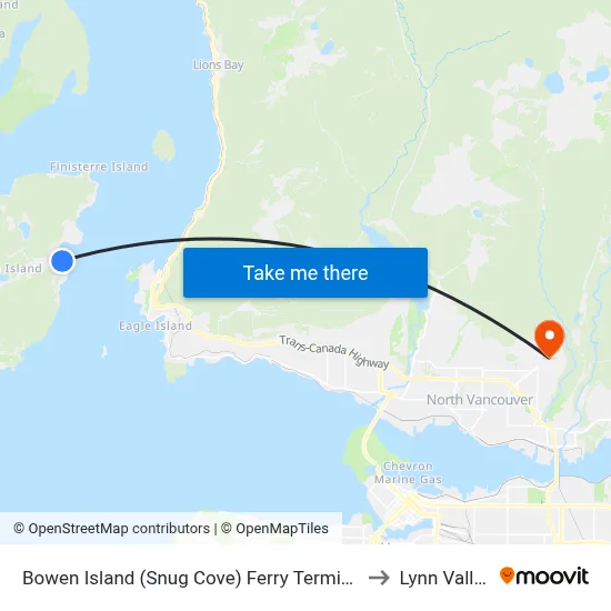 Bowen Island (Snug Cove) Ferry Terminal to Lynn Valley map