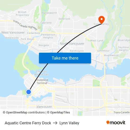 Aquatic Centre Ferry Dock to Lynn Valley map