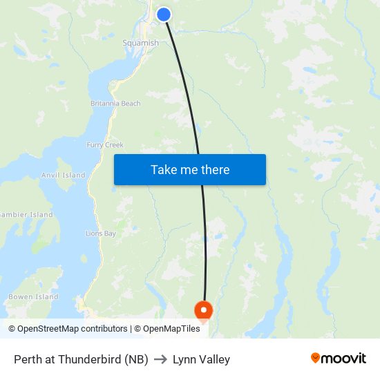 Perth at Thunderbird (NB) to Lynn Valley map