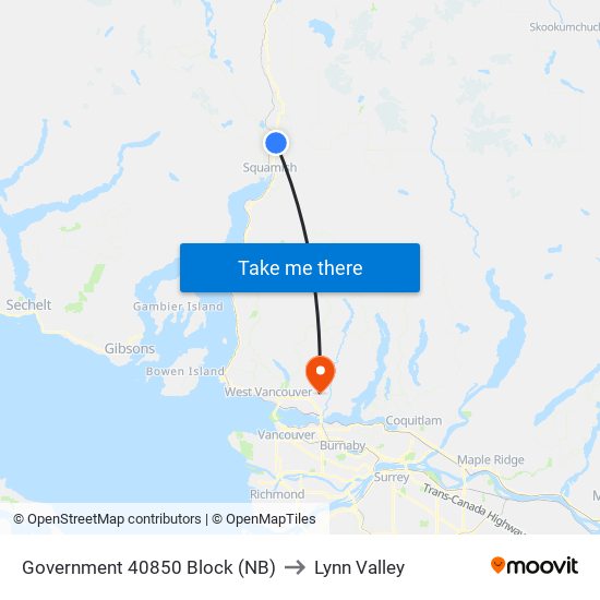 Government 40850 Block (NB) to Lynn Valley map