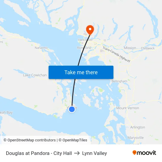 Douglas at Pandora - City Hall to Lynn Valley map