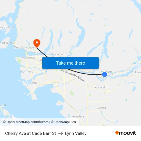 Cherry Ave at Cade Barr St to Lynn Valley map